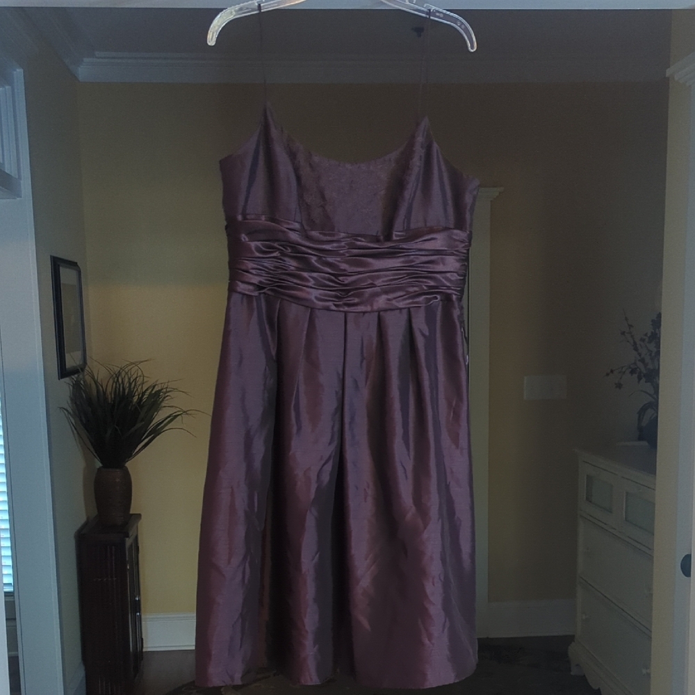 Jones Wear Brown Ruched A-line Mini Dress with Sweetheart Neckline